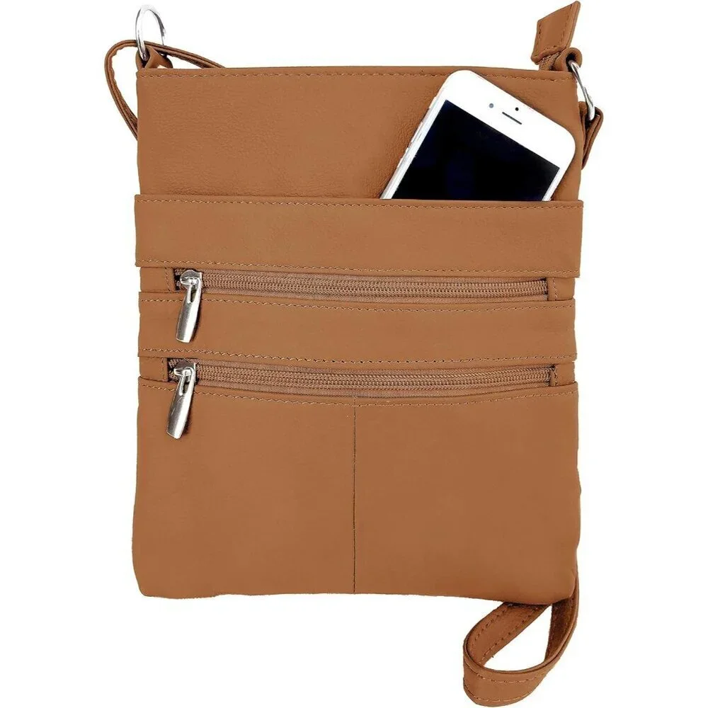 Mini Cross Body Purse Leather Small Travel Bag Multiple Pockets Adjustable Strap